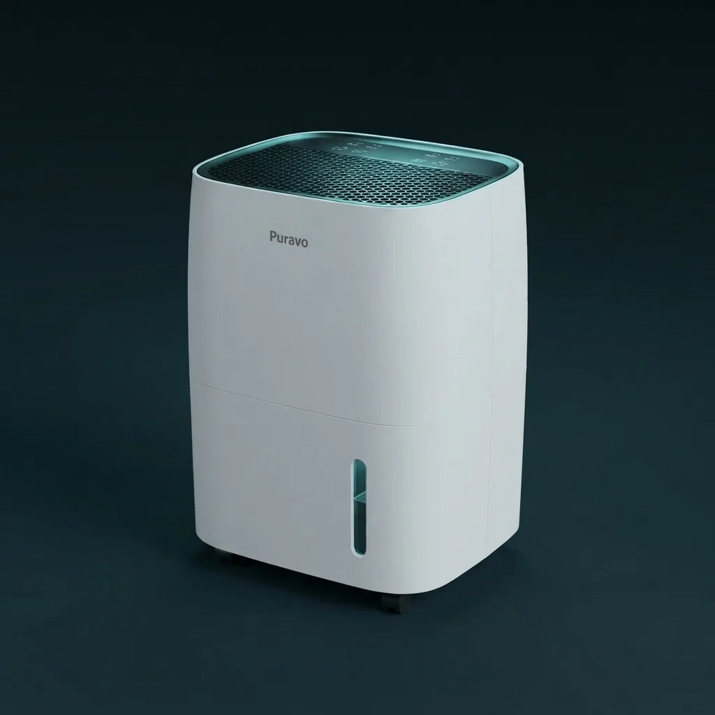 Puravo Dry studio render on a dark petrol surface